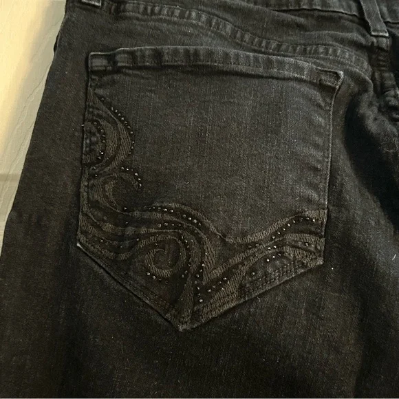 NYDJ Women's Black Jeans Bootcut with rhinestone on pockets size 12 - Picture 4 of 7